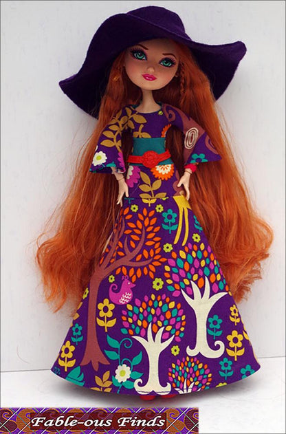 Bohemian Beauty Maxi Dress and Floppy Hat Pattern for Monster High Dolls