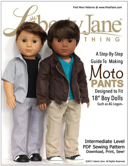 Boy Doll Moto Pants 18” Doll Clothes Pattern