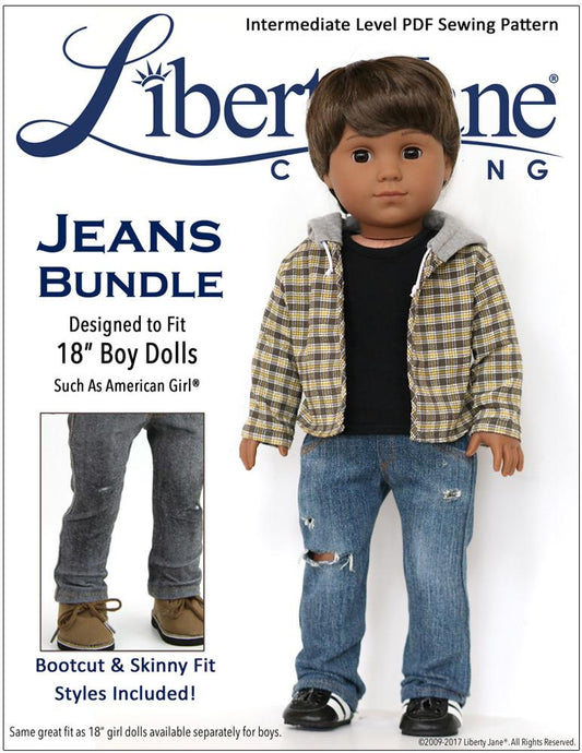 Boy Doll Jeans Bundle 18" Doll Clothes Pattern