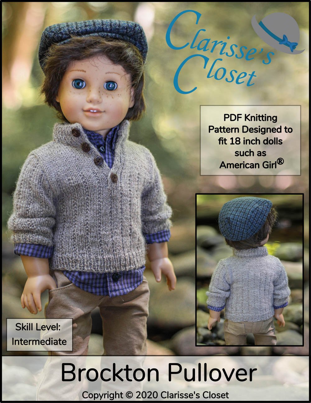 Brockton Pullover 18" Doll Clothes Knitting Pattern