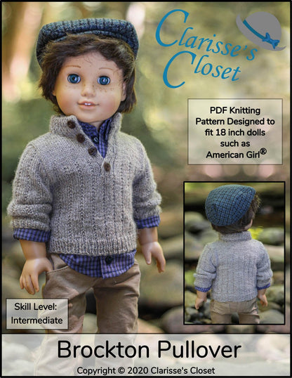 Brockton Pullover 18" Doll Clothes Knitting Pattern