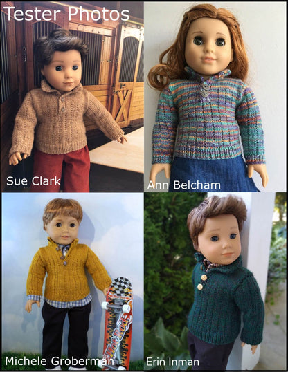 Brockton Pullover 18" Doll Clothes Knitting Pattern