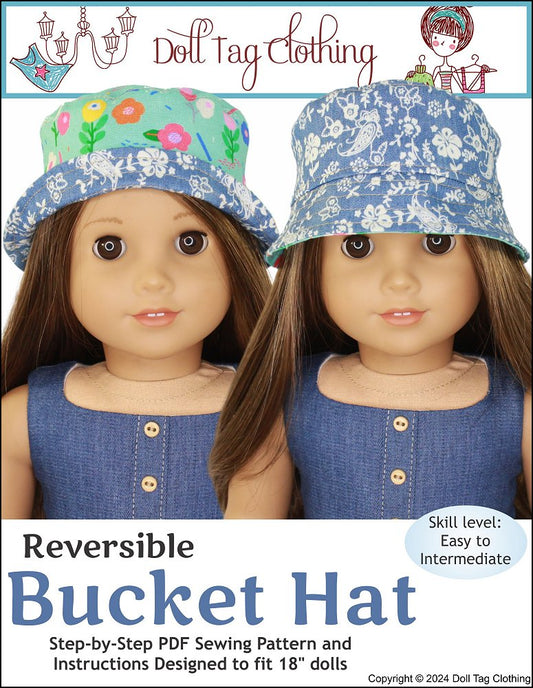 Reversible Bucket Hat 18 inch Doll Clothes Pattern