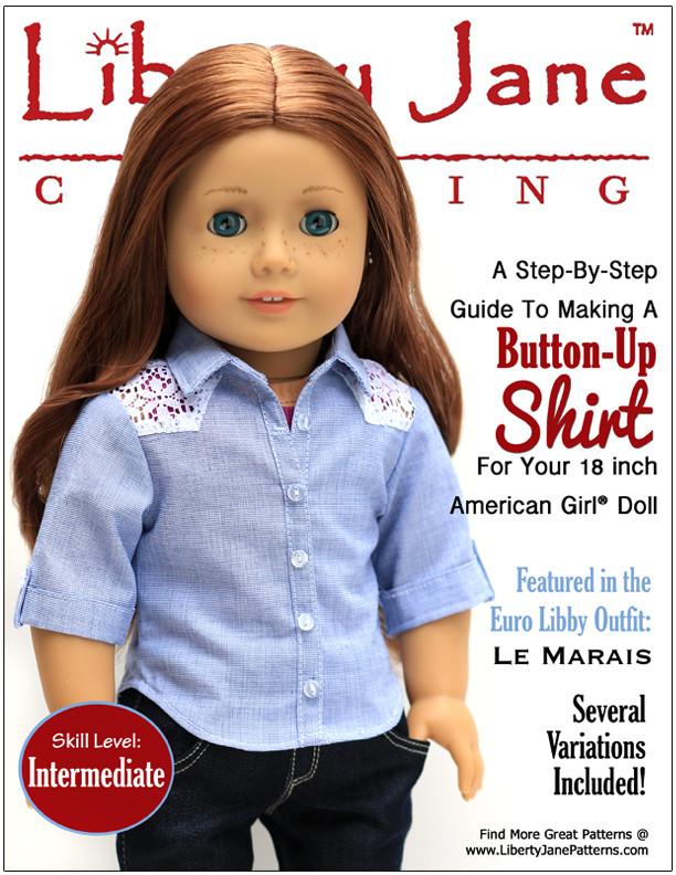 Button Up Shirt Bundle for Girls and Boys 18" Doll Clothes Pattern
