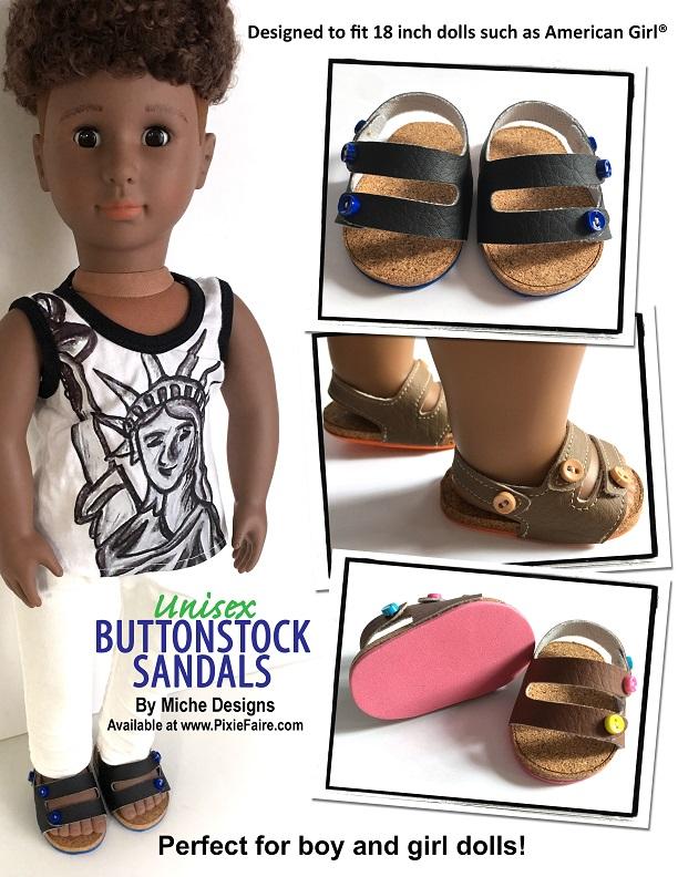 Buttonstock Sandals 18" Doll Shoe Pattern