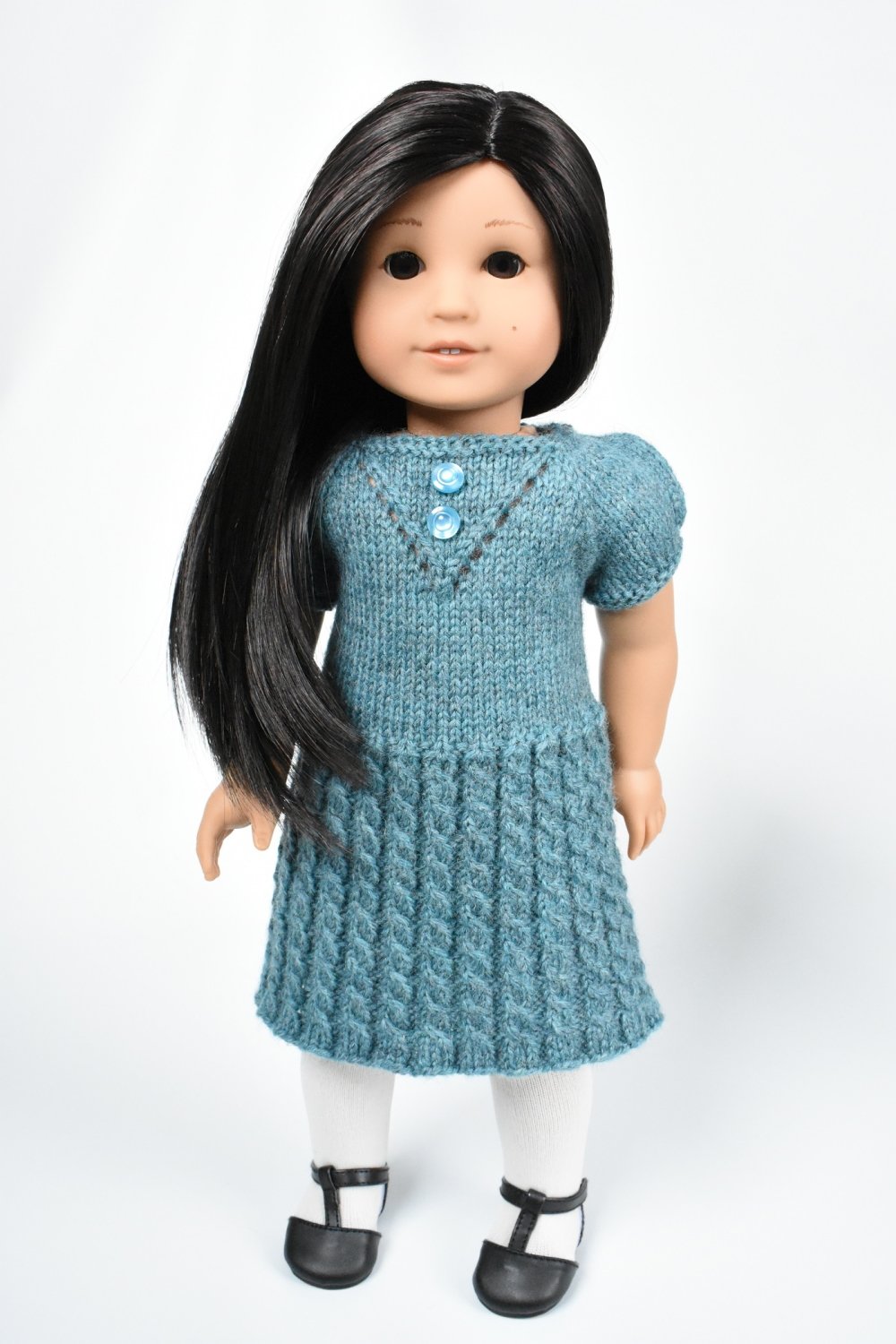 Cheerful Cables Knit Dress 18" Doll Clothes Knitting Pattern