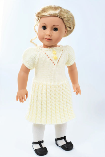 Cheerful Cables Knit Dress 18" Doll Clothes Knitting Pattern