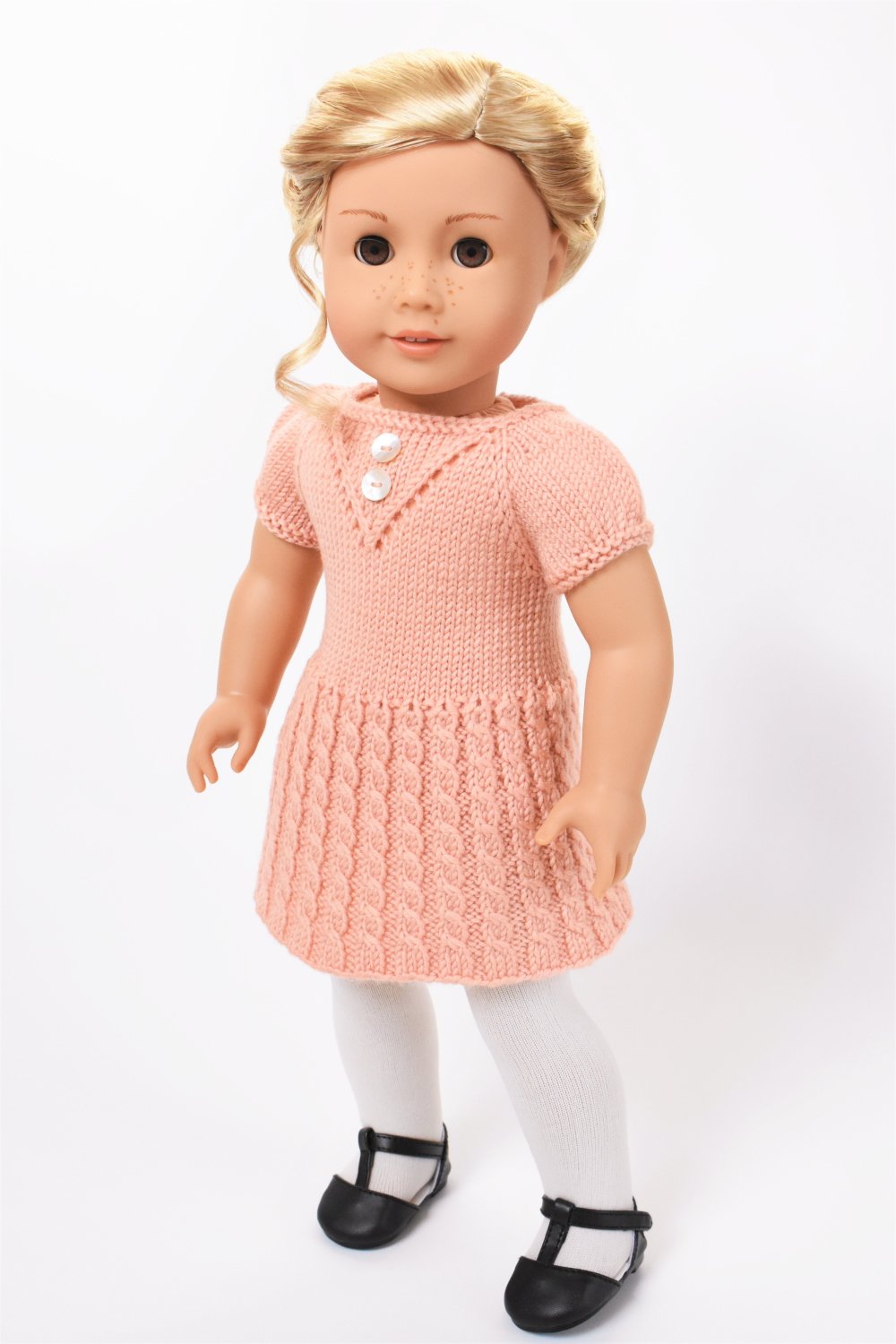 Cheerful Cables Knit Dress 18" Doll Clothes Knitting Pattern