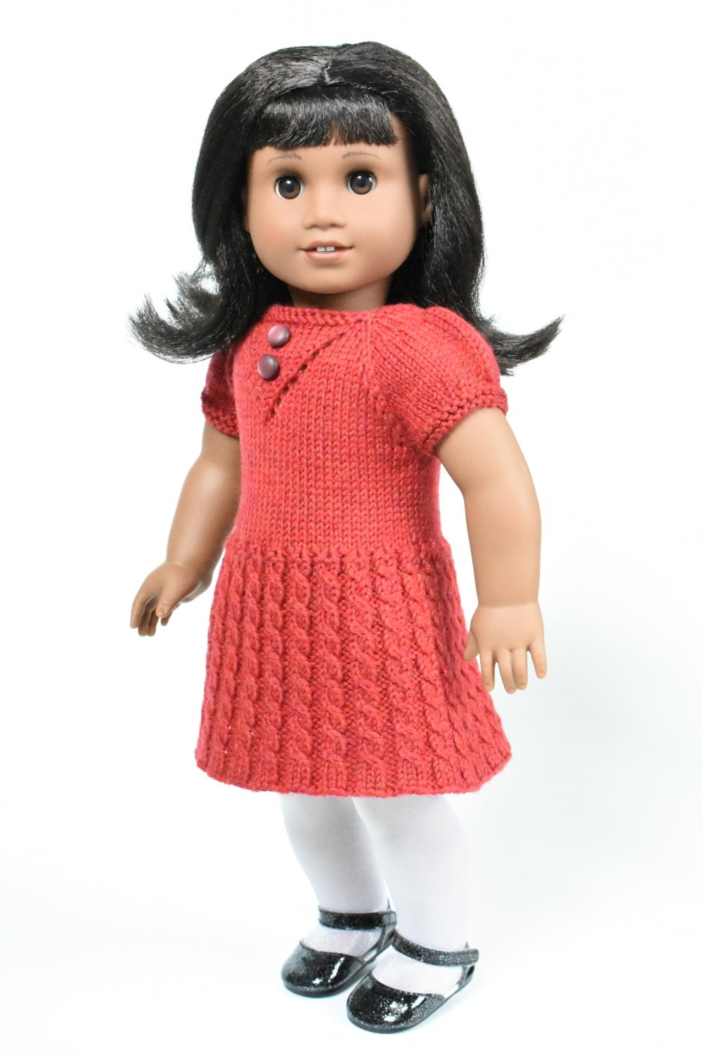 Cheerful Cables Knit Dress 18" Doll Clothes Knitting Pattern