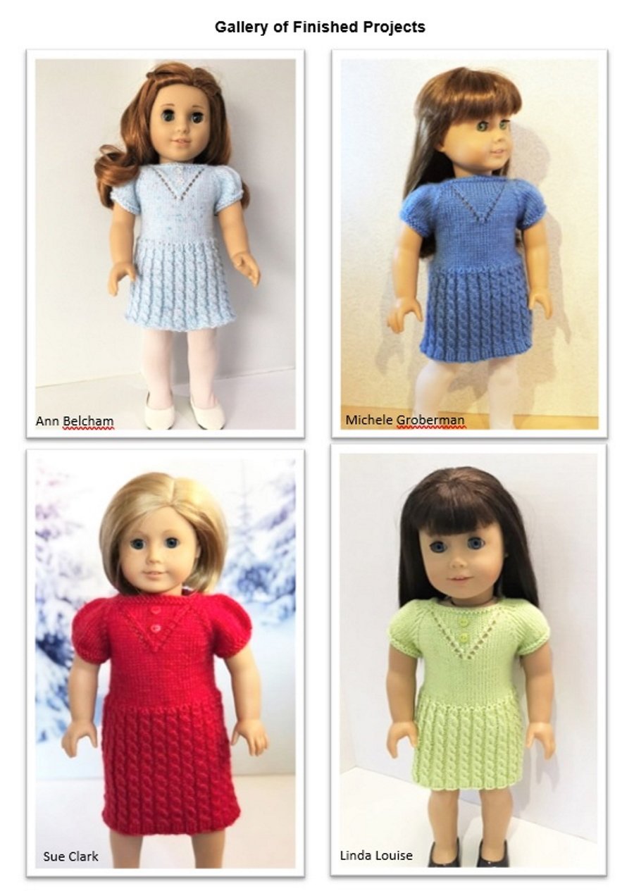 Cheerful Cables Knit Dress 18" Doll Clothes Knitting Pattern