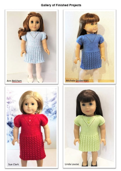 Cheerful Cables Knit Dress 18" Doll Clothes Knitting Pattern