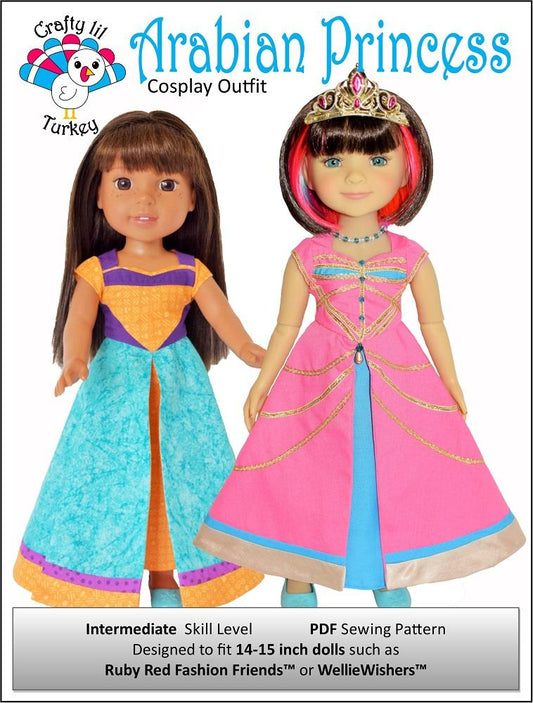 Arabian Princess Cosplay Outfit 14-15" Doll Clothes Pattern