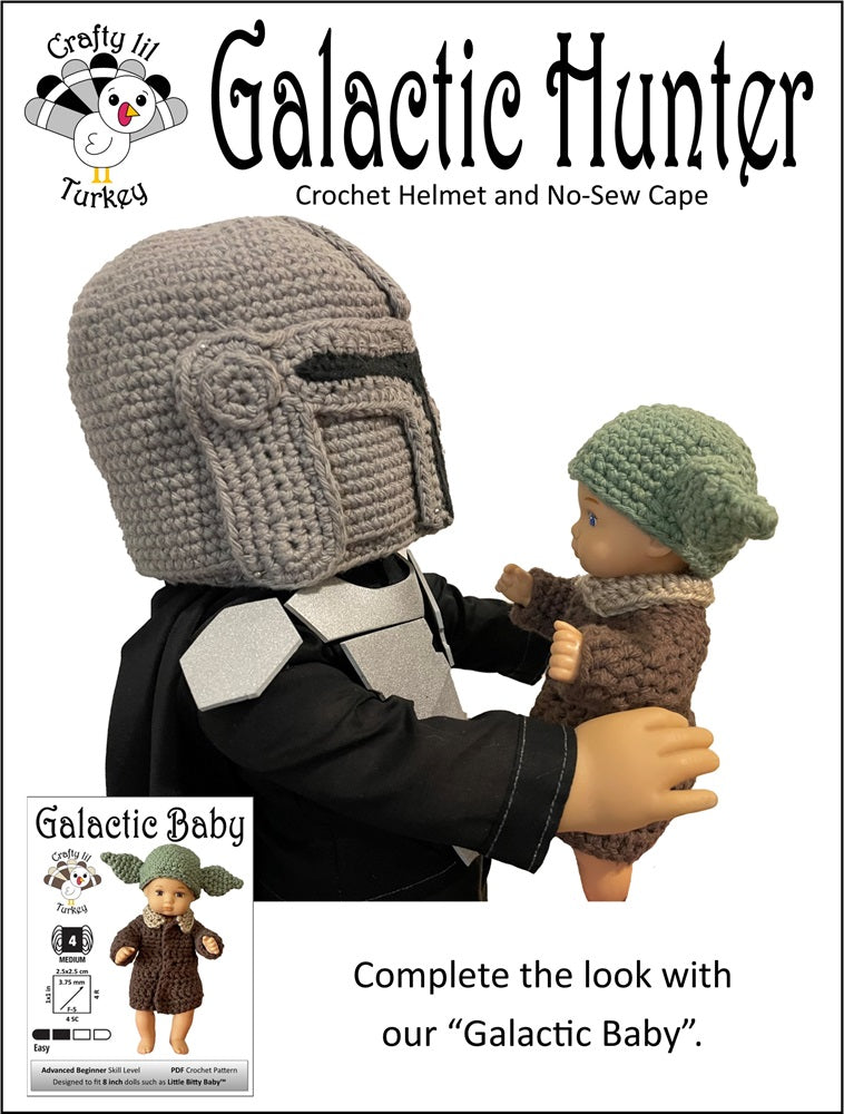 Galactic Hunter: Helmet and No Sew Cape Crochet Pattern For 12" Siblies Dolls