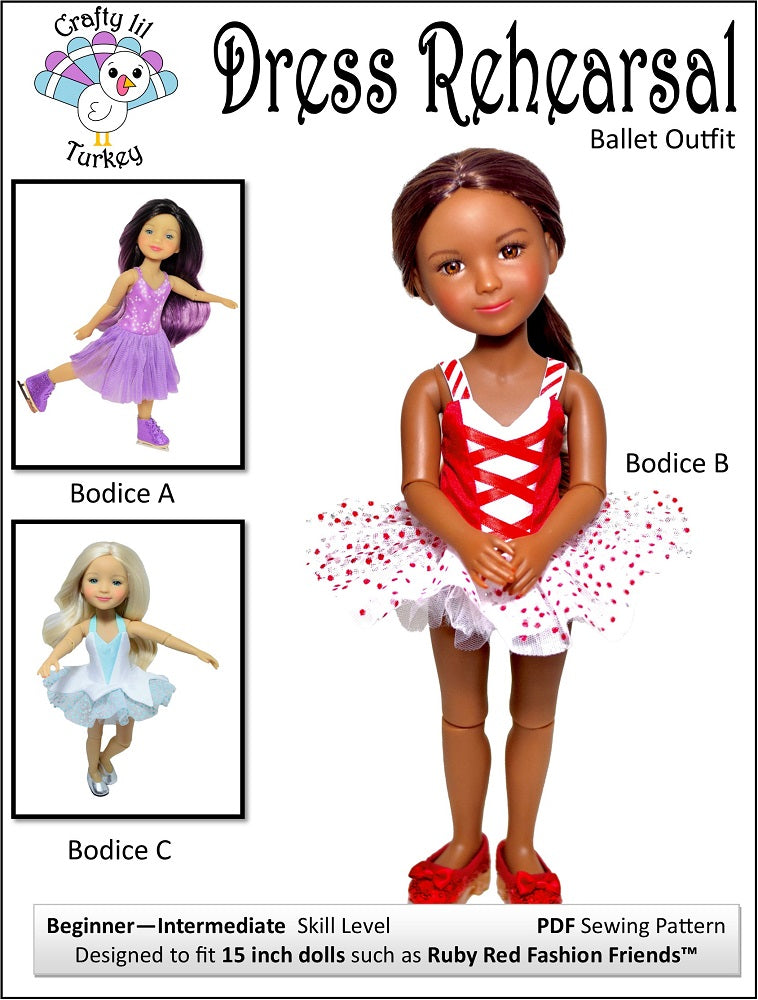 Dress Rehearsal Pattern For 15" Ruby Red Fashion Friends Dolls