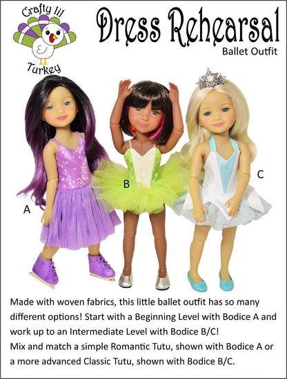 Dress Rehearsal Pattern For 15" Ruby Red Fashion Friends Dolls