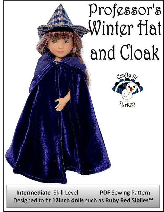Professor's Winter Hat and Cloak Pattern For 12" Siblies Dolls
