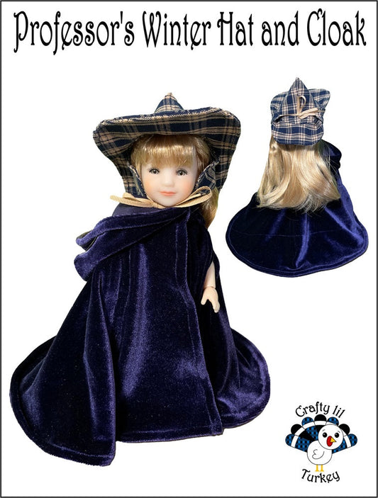 Professor's Winter Hat and Cloak Pattern For 8" BJD Dolls such as Ten Ping and Mini Sara