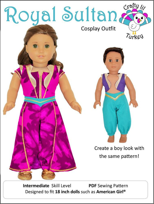 Royal Sultan Cosplay Outfit 18" Doll Clothes Pattern