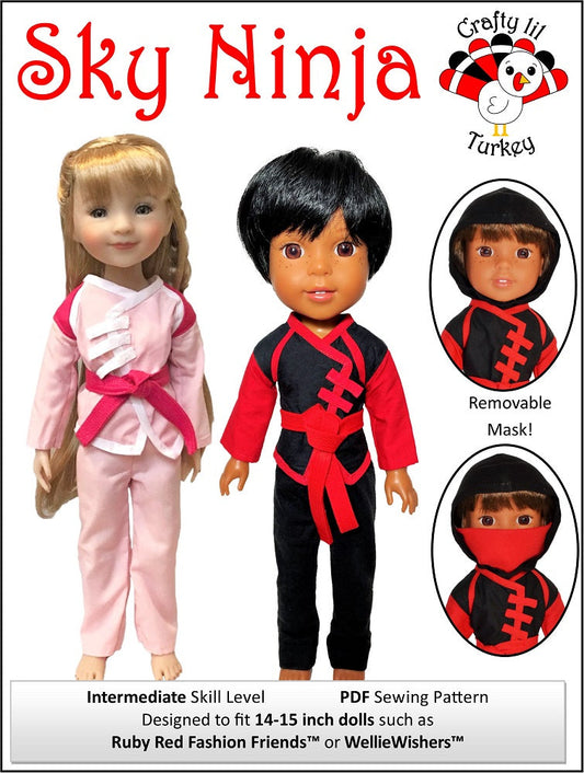 Sky Ninja 14-15" Doll Clothes Pattern