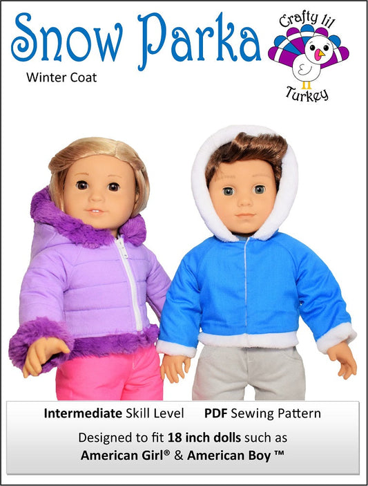 Snow Parka 18" Doll Clothes Pattern