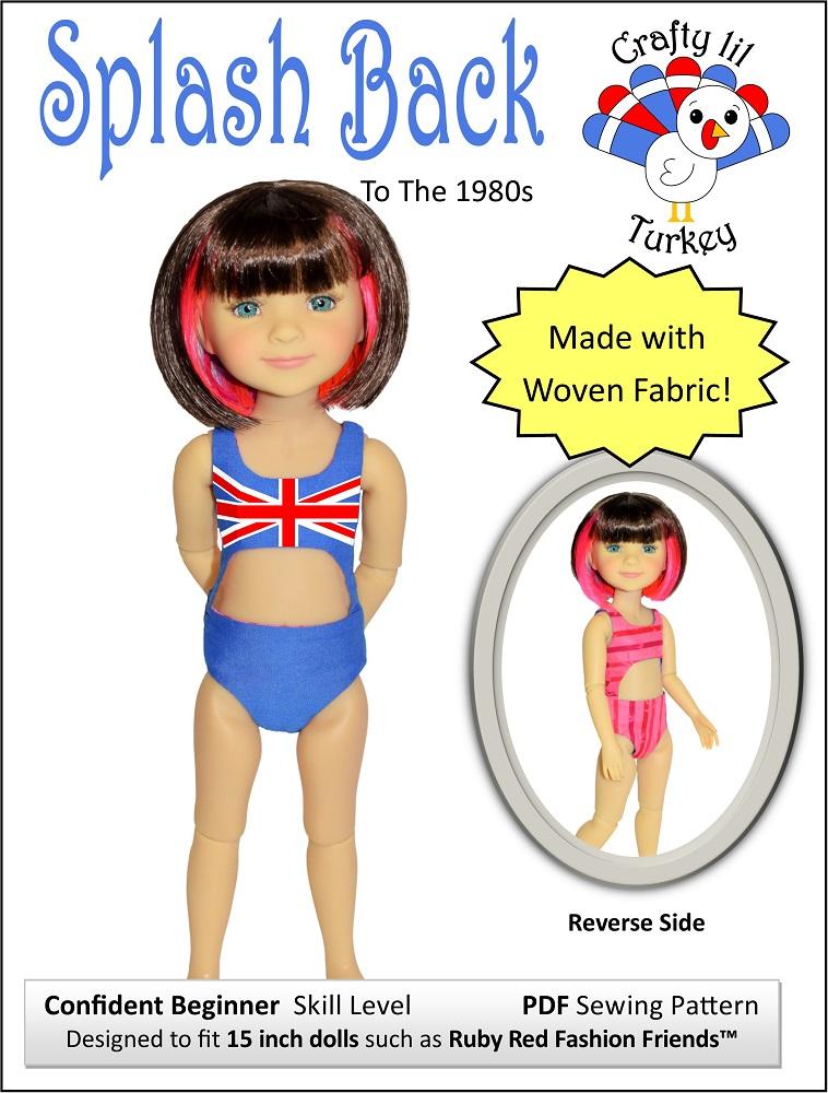 Splash Back To The 1980s Swimsuit Pattern For 15" Ruby Red Fashion Friends Dolls
