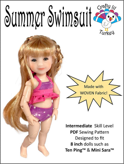 Summer Swimsuit Pattern For 8" BJD Dolls such as Mini Sara™