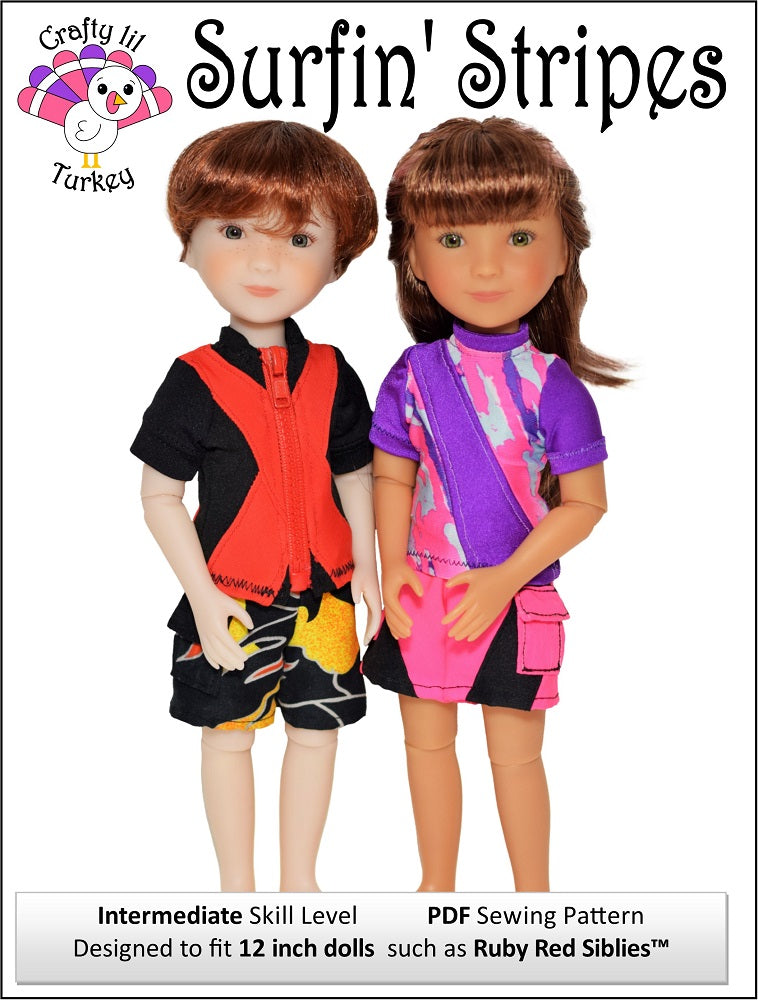 Surfin' Stripes Pattern for 12" Siblies Dolls