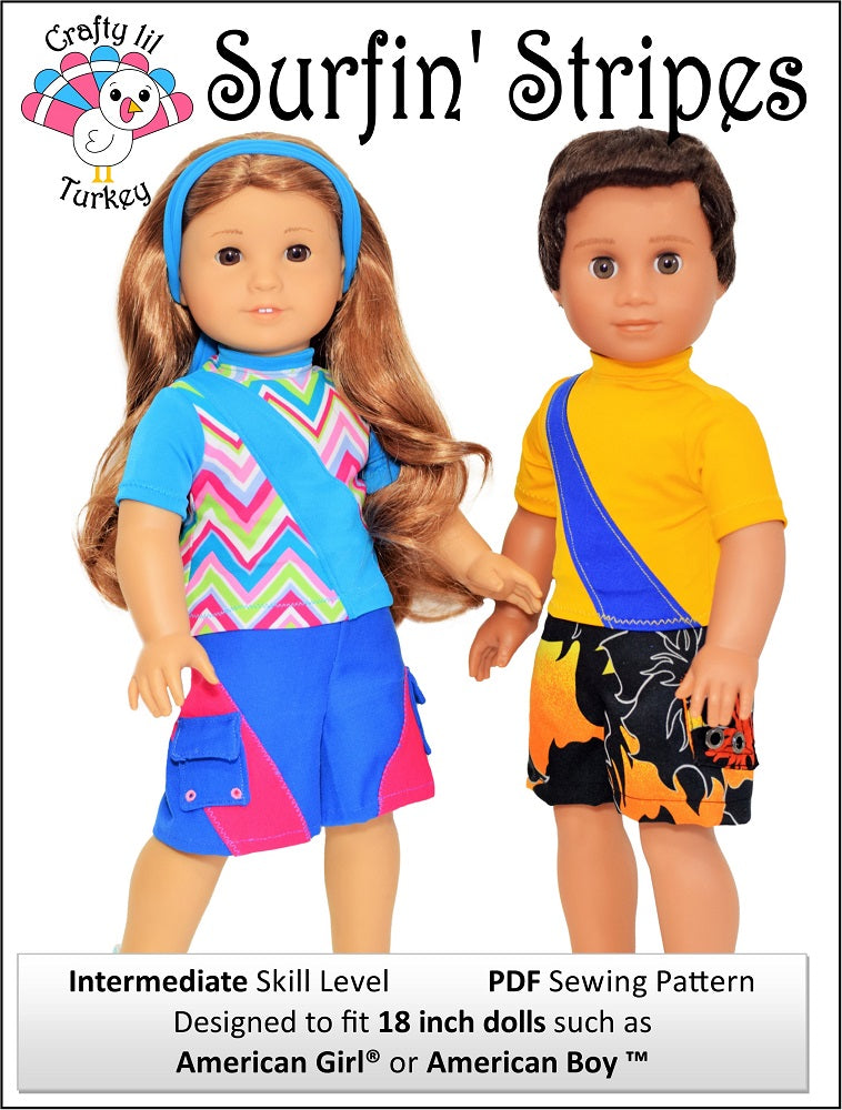 Surfin' Stripes 18" Doll Clothes Pattern