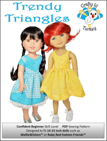 Trendy Triangles: Summer Dress 14-15" Doll Clothes Pattern