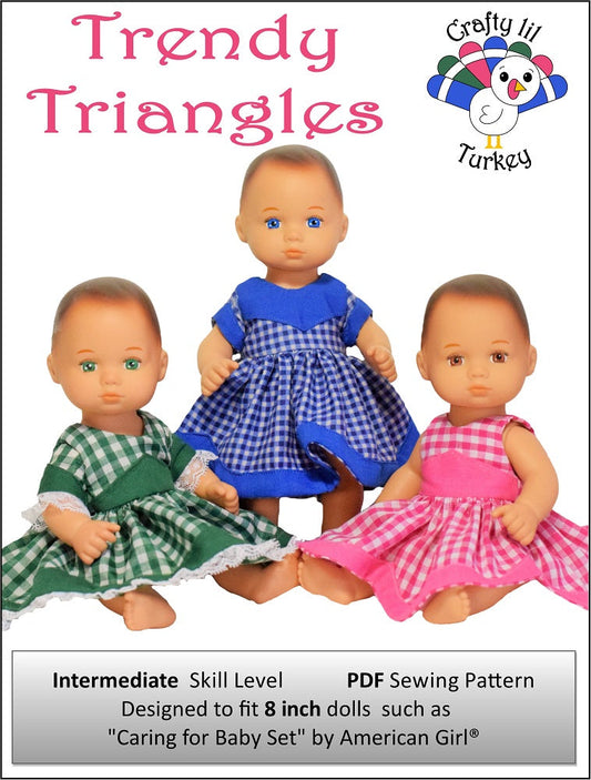 Trendy Triangles: Summer Dress 8" Baby Doll Clothes Pattern