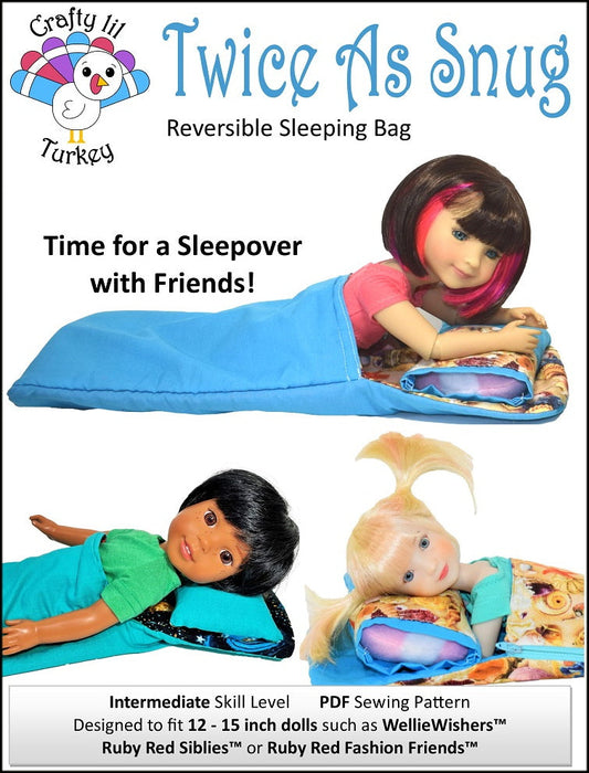 Twice As Snug Reversible Sleeping Bag 12-15" Doll Accessory Pattern