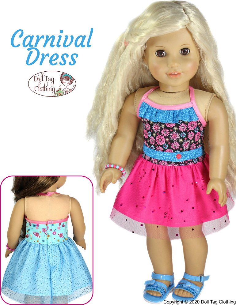 Carnival Dress 18" Doll Clothes Pattern