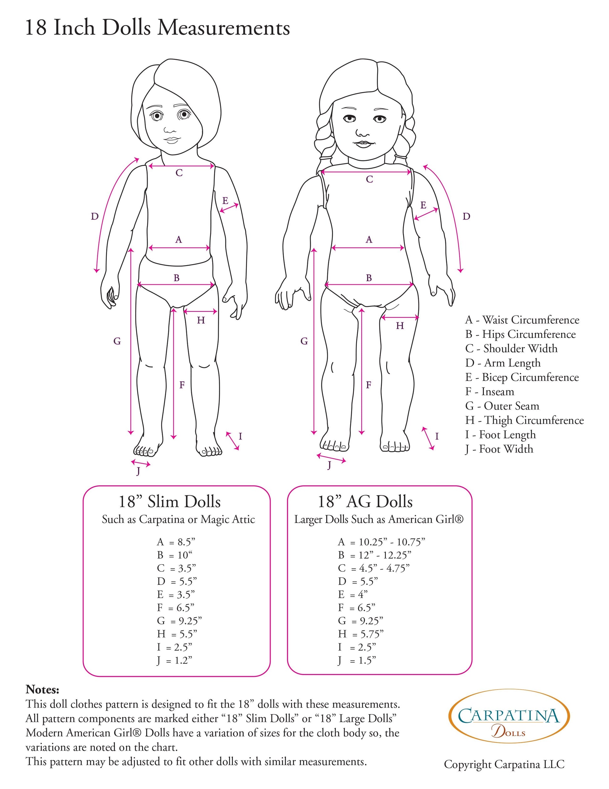 Japanese Kimono and Obi Sash Multi-sized Pattern for Regular and Slim 18" Dolls