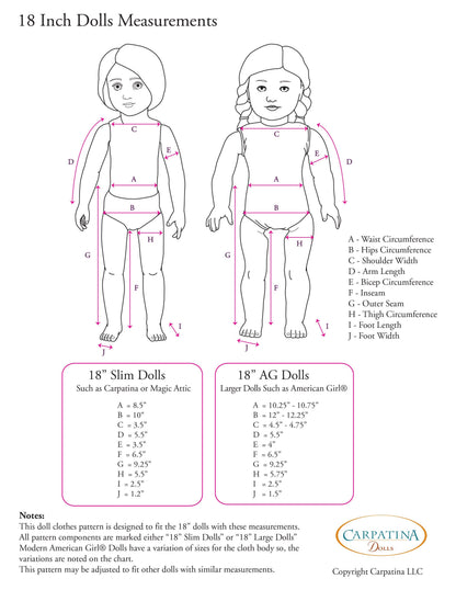 Japanese Kimono and Obi Sash Multi-sized Pattern for Regular and Slim 18" Dolls