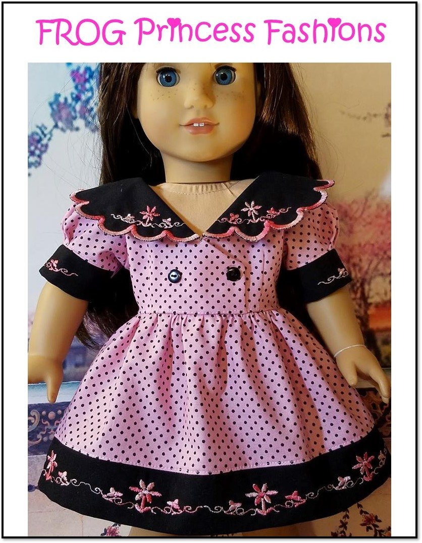 Charm School Blue Lace Collar, Cuffs and Hem Bands Machine Embroidery Design Set For 18" Doll Clothes