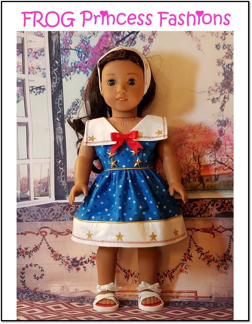 Charm School Patriotic Collar, Cuffs and Hem Bands Machine Embroidery Design Set For 18" Doll Clothes