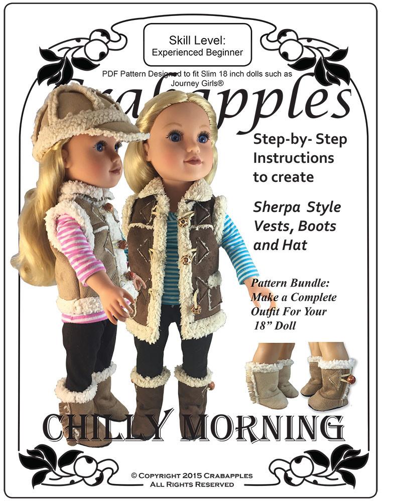 Chilly Morning Vest, Hat and Boot Bundle Pattern for Journey Girls Dolls
