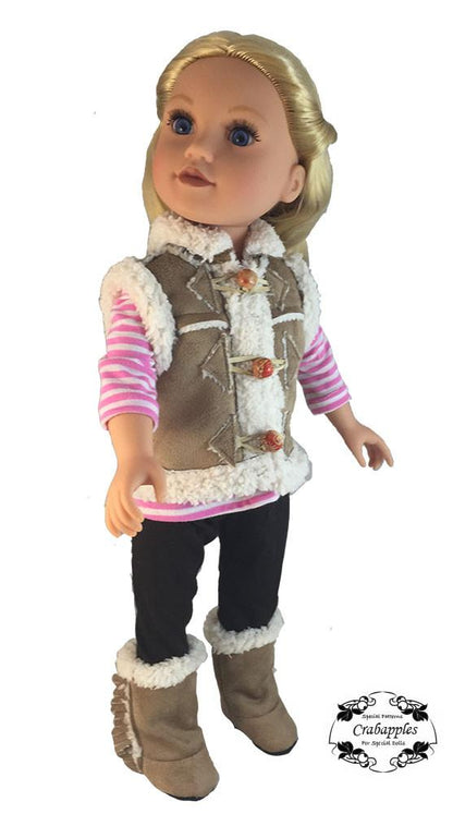Chilly Morning Vest, Hat and Boot Bundle Pattern for Journey Girls Dolls