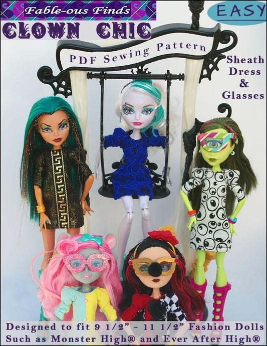 Clown Chic Sheath Dress and Glasses for Monster High Dolls