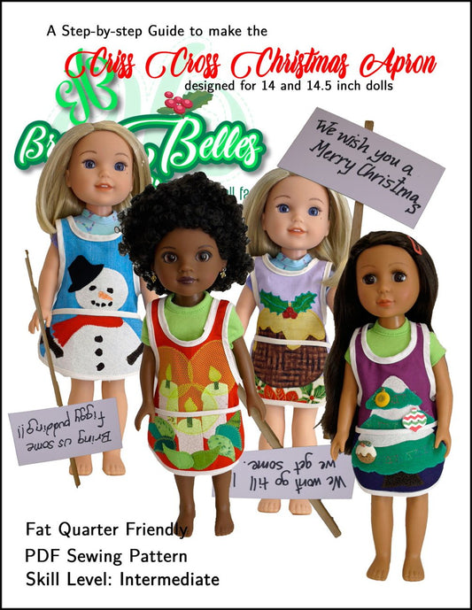 Criss Cross Christmas Apron 14-14.5" Doll Accessories Pattern