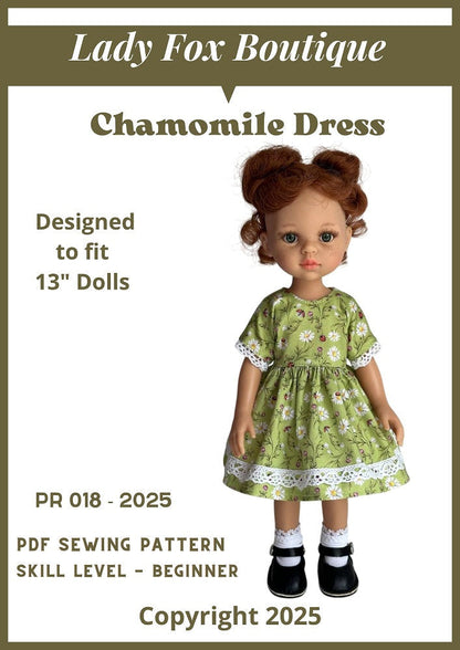 Chamomile Dress Doll Clothes Pattern For 13 Inch Paola Reina Las Amigas Dolls