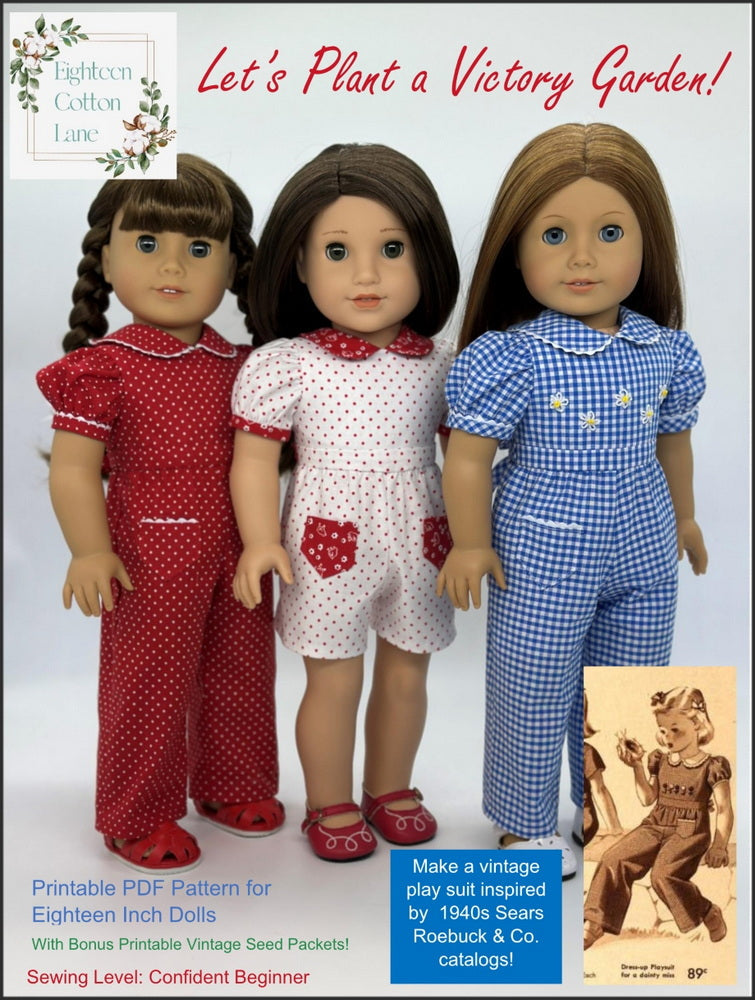 Let's Plant a Victory Garden! 18" Doll Clothes Pattern