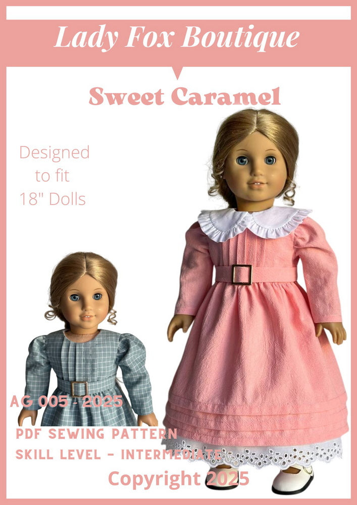 Sweet Caramel Dress 18 Inch Doll Clothes Pattern