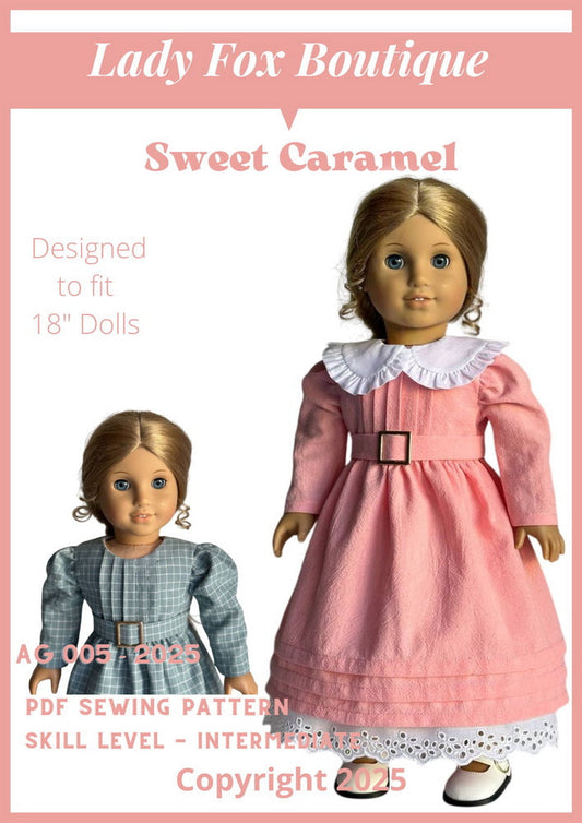 Sweet Caramel Dress 18 Inch Doll Clothes Pattern