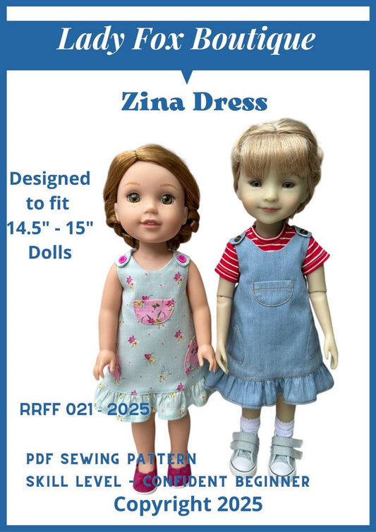 Zina Dress 14.5-15" Doll Clothes Pattern