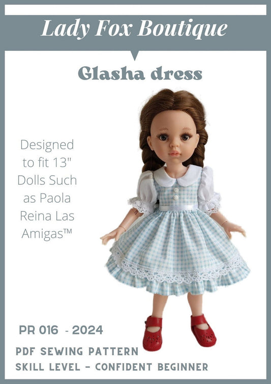 Glasha Dress Doll Clothes Pattern for 13" Paola Reina Dolls
