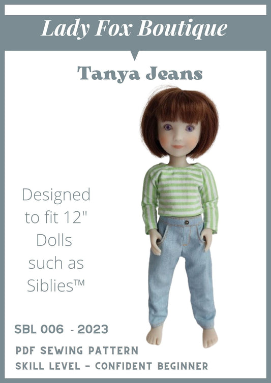 Tanya Jeans Doll Clothes Pattern For 12" Siblies™ Dolls