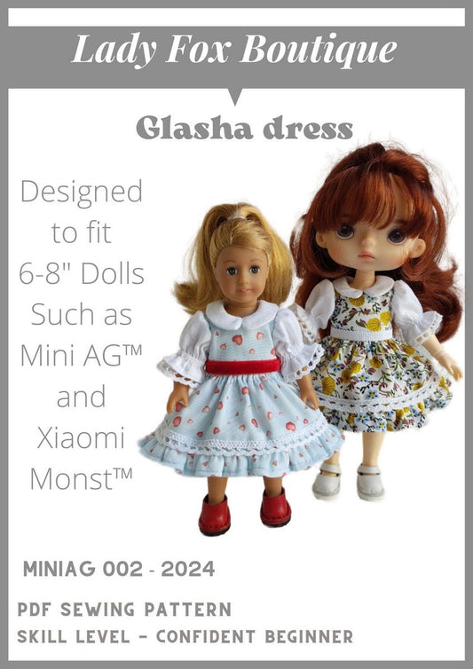 Glasha Dress 6-8 Inch Doll Clothes Pattern for Mini American Girl™ and Xiaomi Monst™