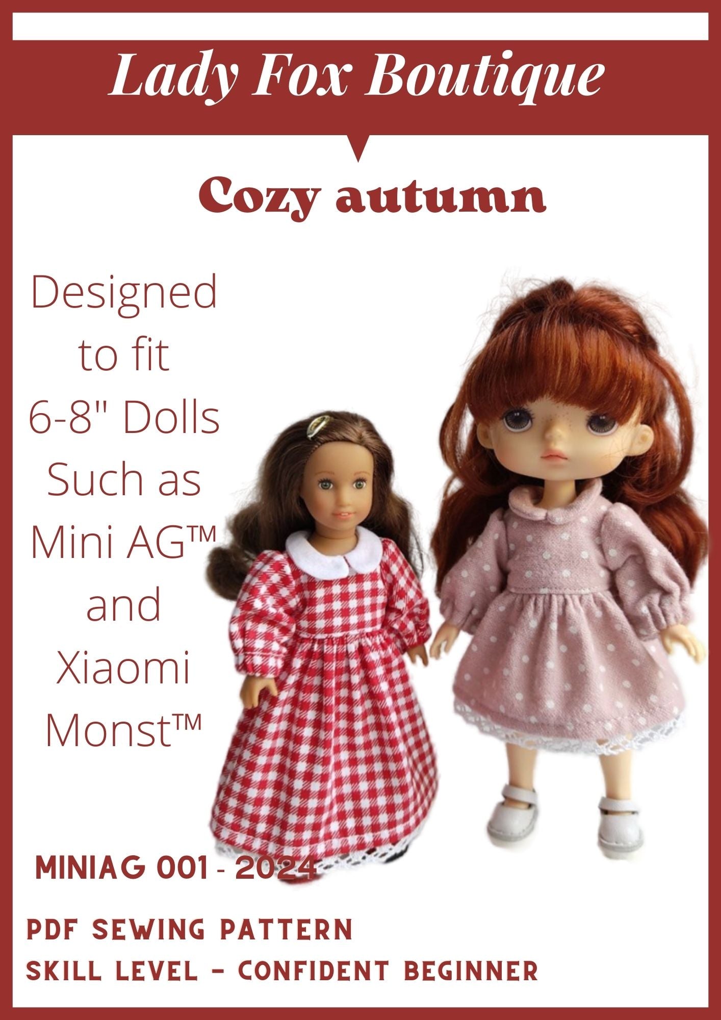 Cozy Autumn Dress Doll Clothes Pattern For 6 Inch AG Mini Dolls