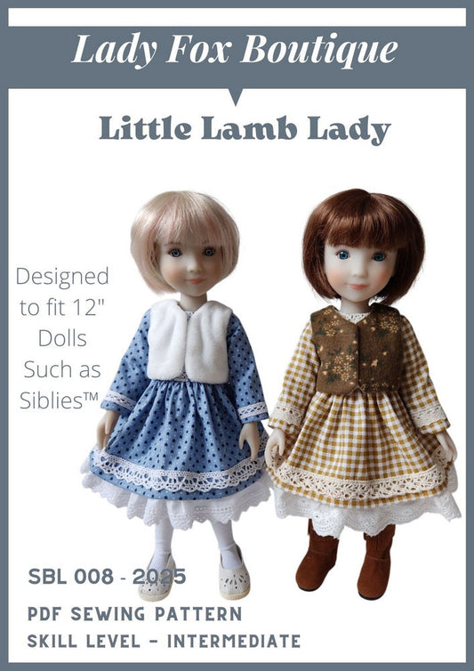 Little Lamb Lady Doll Clothes Pattern for 12" Siblies Dolls